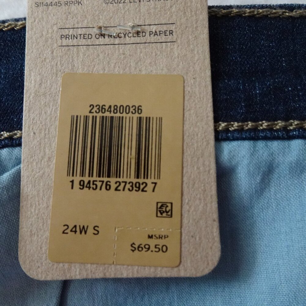 Levi's Stretch Jeans Women's Plus Size 24W Short Blue Denim Straight Leg - Picture 9 of 12